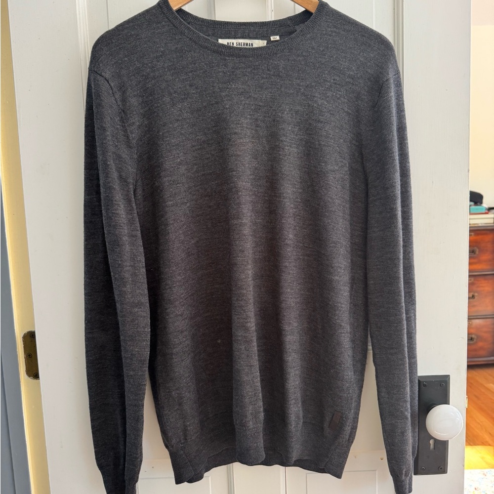 Ben Sherman Gray Crewneck 100% Merino Wool Sweater - SZ Large